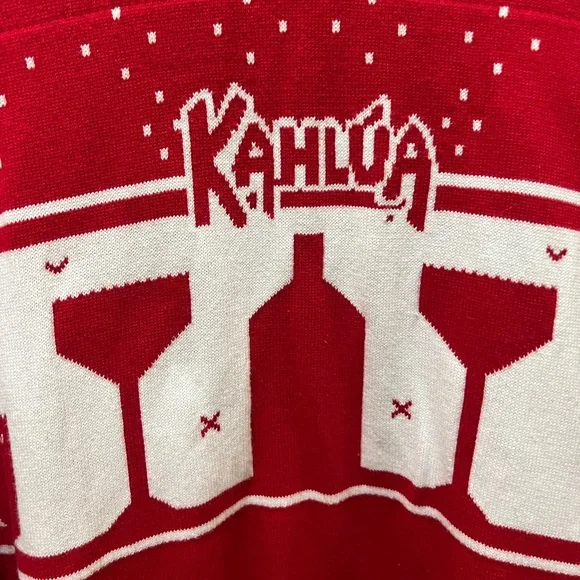 Kahlúa Holiday "Ugly" Sweater logo bottle glasses festive red white XL LIKE NEW - Picture 6 of 11